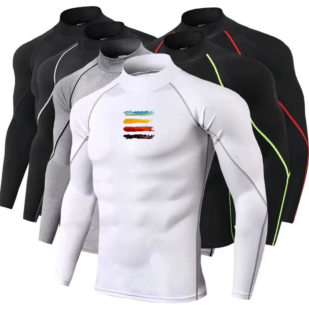 Quick Dry Underwear - メンズスポーツTシャツ、速乾性、ボディビルディング、ランニングシャツ、長袖、コンプレッションウェア、ジム用Tシャツ、メンズフィットネス、タイトフィット、メンズアンダーウェア。