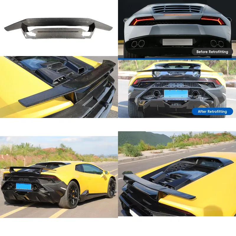 Bamboo Fiber Trunk - ランボルギーニ・ウラカン LP580 LP610（2017-2019年式）用、カーボンファイバー製トランクスポイラー、テールトリム、ボディキット。カーカスタマイズ、アップグレード用。