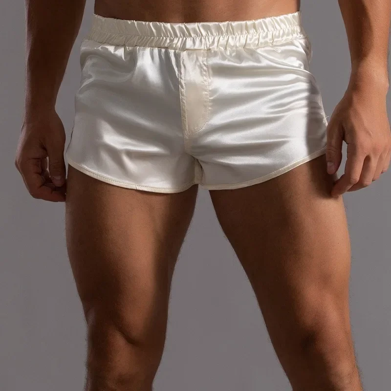 Boxer Shorts Modal - 男性用の通気性ボクサーショーツ,睡眠用の靴下,氷のようなシルク,ローウエスト,下着,薄手の下着