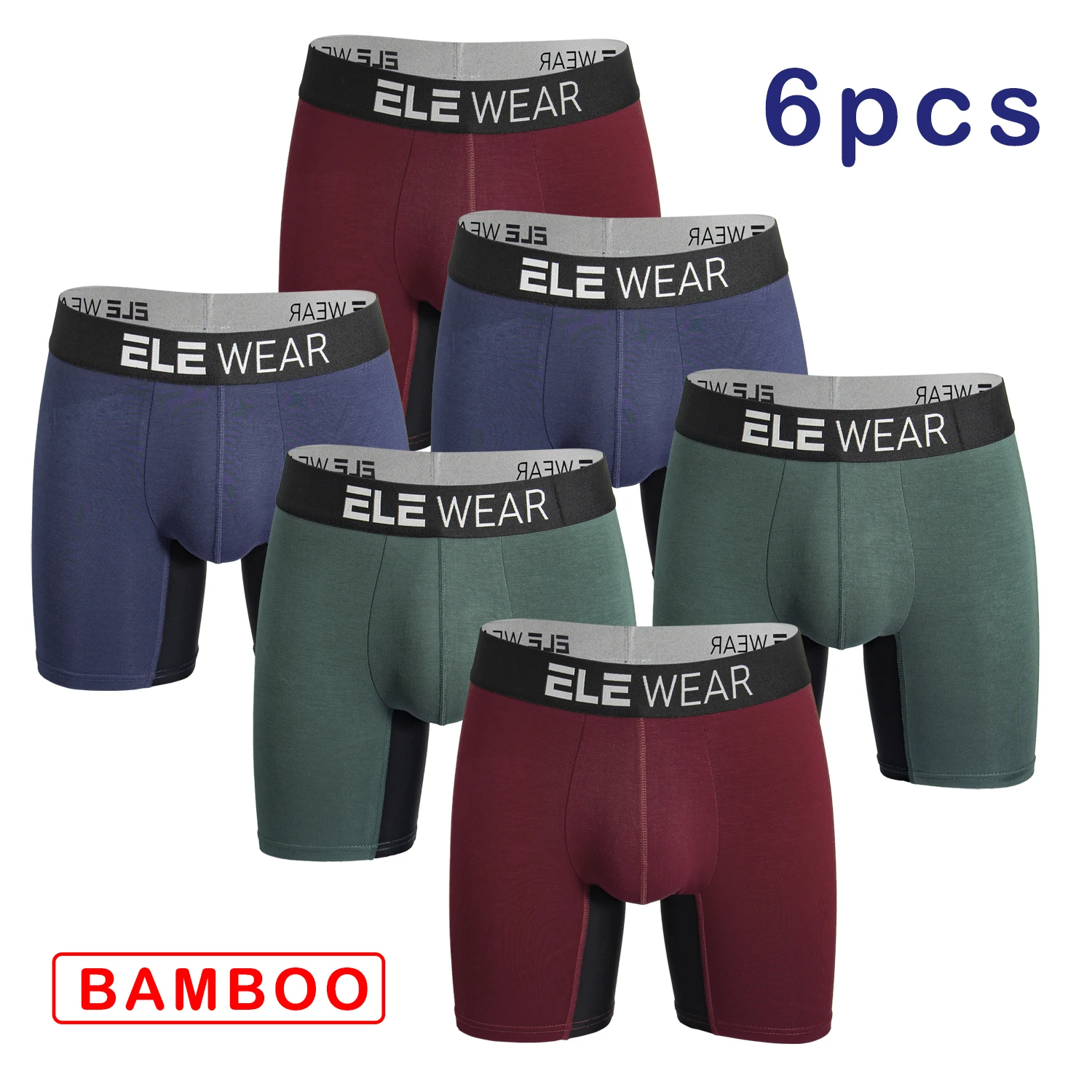 6枚セットの竹繊維製メンズボクサーパンツ。通気性に優れたメン - Bamboo Fiber Trunk のレビューと価格