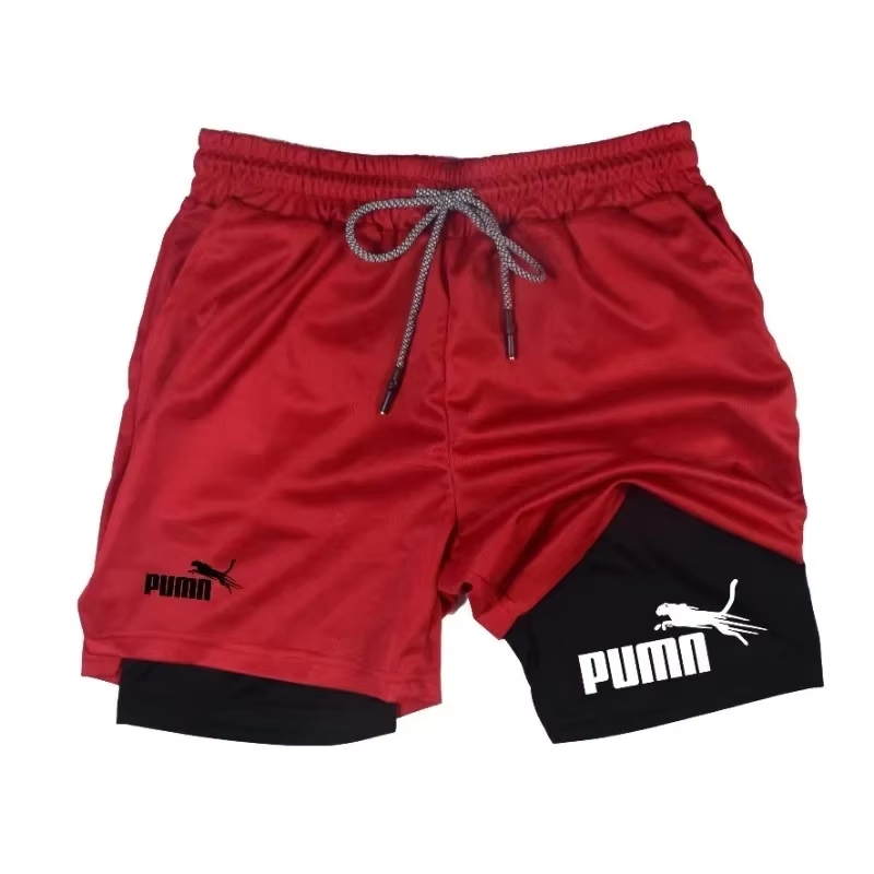 メンズ夏用通気性2-in-1二重層コンプレッションショーツ、 - Compression Shorts Athletes のレビューと価格