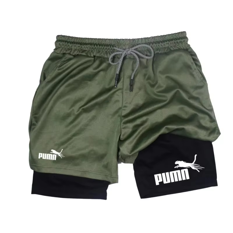 メンズ夏用通気性2-in-1二重層コンプレッションショーツ、 - Compression Shorts Athletes のレビューと価格