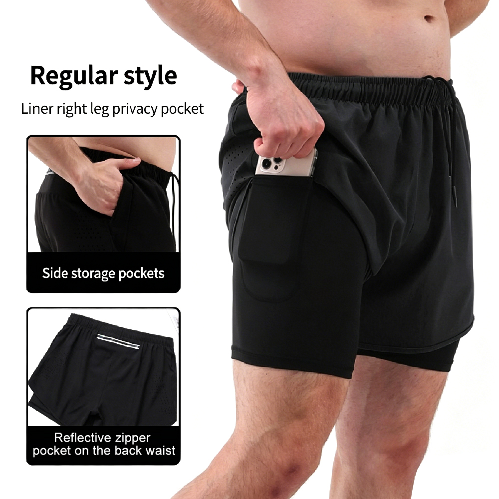 ハイウエスト2-in-1ランニングショーツ、内蔵コンプレッシ - Compression Shorts Athletes のレビューと価格